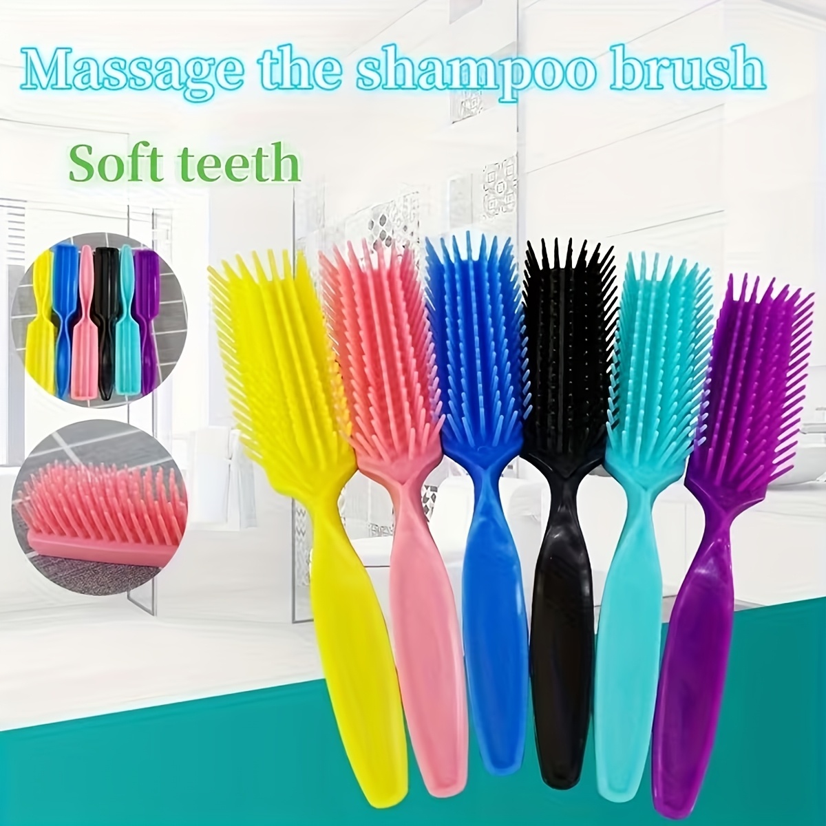 Hair Care Curly Hair - 6 sztuk ergonomicznych grzebieni z uchwytem